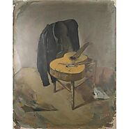 Alexandre Zlotnik, Draped Jacket & Guitar Framed Oil On Canvas | Auction Daily