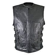 Fundamental Biker Men Motorcycle Leather Vest Wear