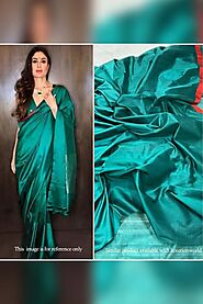 Green handloom Chanderi pure Katan tissue silk saree