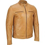 Mens Camel Brown Leather Jacket