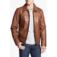 Mens Genuine Slim Fit Brown Leather Jacket