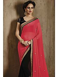 VINTAGE FLAVOUR 9029:- lllustrouse Sequin Working On Skirt Is The Centre Highlight Of This Black Georgette Saree With...