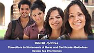 IGNOU Updates Corrections to Statements of Marks and Certificates Guidelines; Review Fee Information