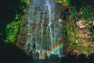 Cliff jump in the rainforest