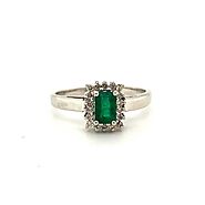 Mothers day Personalized Gift for Mom, Green Emerald Emerald Diamond Ring, Silver Diamond Ring, Promise Ring, May Bir...