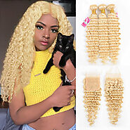 10A grade Deep wave 613 blonde, #613 closures - Merch Girl Goods