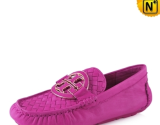 Pink Leather Loafers for Women CW300380 - cwmalls.com