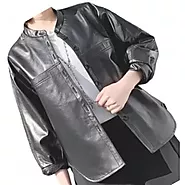 Women's Amazing Style Outwear Real Lambskin Black Leather Top