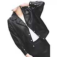 Women's Cool Fashion Outwear Real Lambskin Black Leather Top
