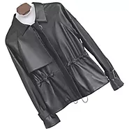 Women's Distinctive Style Genuine Sheepskin Black Leather Jacket Coat