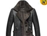 Black Fur Lined Leather Coat CW819436 - cwmalls.com