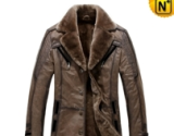Mens Designer Leather Fur Coat CW819173 - cwmalls.com