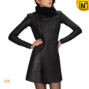 Women Black Leather Fur Coat CW695102 - cwmalls.com