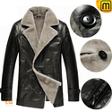 Black Sheepskin Shearling Coat Men CW878418