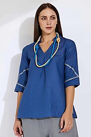 Navy Blue Top - Buy Linen Tops for Women online in India : Yellwithus