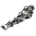 Heavy and Study Mens Bike Chain Skull Bracelet Stainless Steel Silver Color High Polished Large