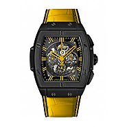 601.CY.0190.LR Buy Replica Hublot Spirit Of Big Bang All Black Yellow Alligator Leather Watch