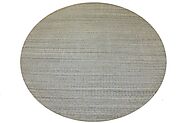 Buy 8 ft. Round & Square Casual Rugs Lt.Blue / Ivory Fine Hand Knotted Wool Area Rug - MR025460 | Monarch Rugs