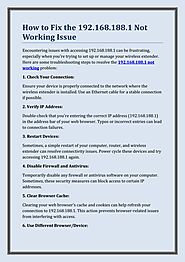 How to Fix the 192.168.188.1 Not Working Issue