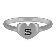 Brushed FInish Heart Shaped Initial Ring - PL-FS-0001-WG-P