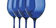 Plastic Cobalt Blue Wine Glasses -Set of 4: