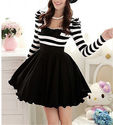 HOT Cute Classical Gothic Punk Lolita Dolly Bow Stripes Spring Dress Skirt