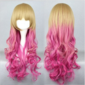 Rhapsody Gothic Lolita Wigs GOLD fadeTO PINK Harajuku long curly cosplay wig334A
