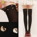 Gothic Over The Knee Thigh-High MOCK SUSPENDER STUDDED SPIKES TIGHTS PANTYHOSE