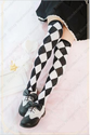 Diamond checker socks stockings thigh-highs lolita cosplay poker schoolgirl NWT