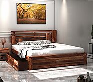 Buy Solid Wood Queen Size Beds With Storage Online