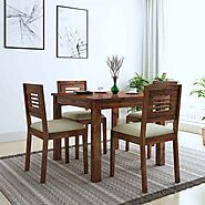 Buy Sheesham Wood 4 Seater Dining Table Set Online - PlusOne India