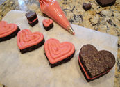 Fudgy Brownie Hearts with Fresh Raspberry Buttercream