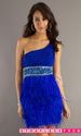 Short One Shoulder Feather Dress by Dave & Johnny 6820