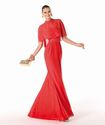 Floor Length Chiffon Sheath Column Strapless Red Evening Dress