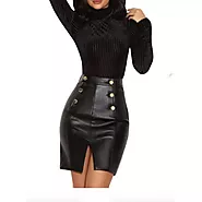 Stylish Genuine Lambskin Black Leather Short Mini Skirt for Women