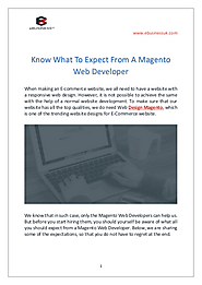 Know What To Expect From A Magento Web Developer