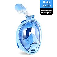 Vangogo 180 Full Face Snorkel Mask Kids and Youth Anti Fog Easy Breath Underwater Snorkel Set Diving and Swimming Mas...
