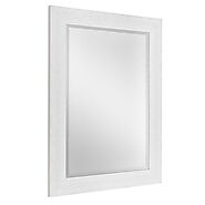 White Wash Textured Plank Framed Wall Vanity Mirror