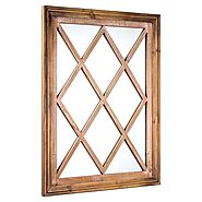 Rustic Wood Window Pane Styled Farmhouse Wall Mirror