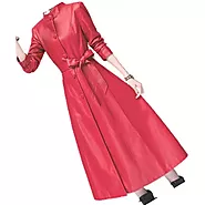 Women's Beautiful Design Real Lambskin Red Long Leather Trench Coat
