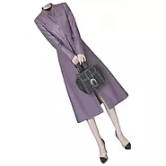 Womens Cute Fashion Real Lambskin Purple Long Leather Trench Coat