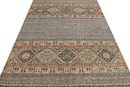 Buy 9x12 Tribal Rugs Grey / Multi Fine Hand Knotted Wool Area Rug - MR025315 | Monarch Rugs