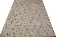 Buy 9x12 Tribal Rugs Ivory Fine Hand Knotted Wool Area Rug MR025929 | Monarch Rugs