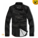 Mens Fashion Black Long Sleeve Shirt CW1255 - cwmalls.com