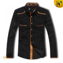 Mens Fashion Black Corduroy Shirt CW1301 - cwmalls.com