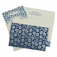BLUE MATTE FLORAL THEMED - SCREEN PRINTED WEDDING INVITATION : IN-810A - 123WeddingCards