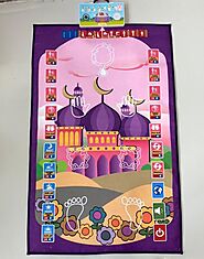 Steel Blue Childrens Prayer Mat with Kabah Picture