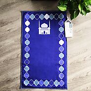 Steel Blue Childrens Prayer Mat with Kabah Picture