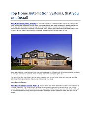 Top Home automation Systems, that you can install