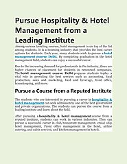 Pursue Hospitality & Hotel Management from a Leading Institute